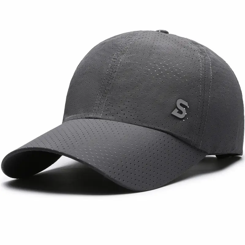 Men's Grey Perforated Baseball Cap with Deep Bristle - Image 3