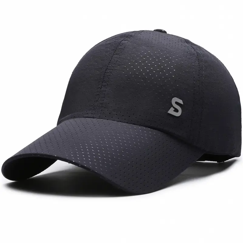 Men's Grey Perforated Baseball Cap with Deep Bristle - Image 5