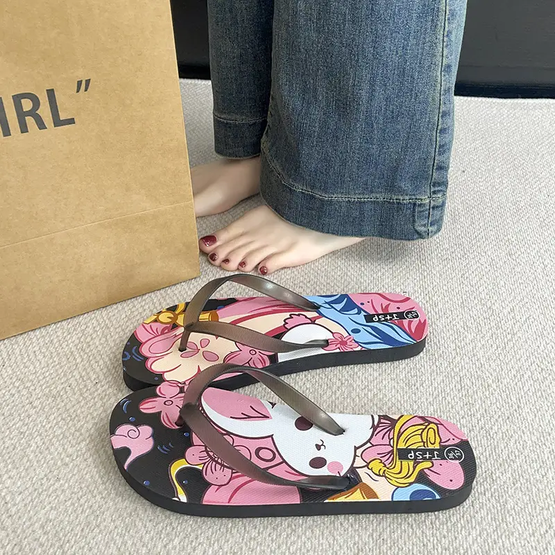 New Beach Flip-Flops Women's Summer Wear DIY Seaside Solid Color Clip Flat Sandals Women's Wholesale — feature 12