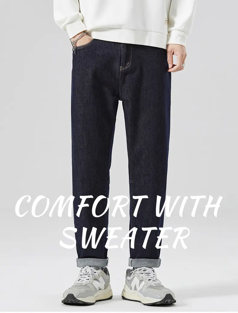 Men's American Style Jeans Dark Blue Heavy Cotton — feature 1