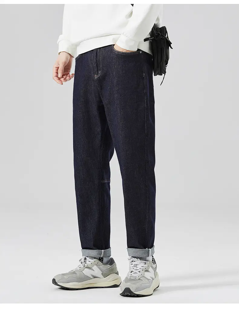 Men's American Style Jeans Dark Blue Heavy Cotton — feature 10
