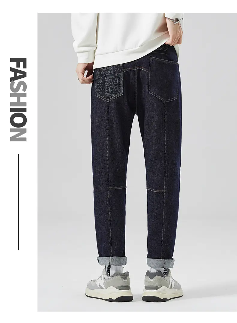 Men's American Style Jeans Dark Blue Heavy Cotton — feature 9