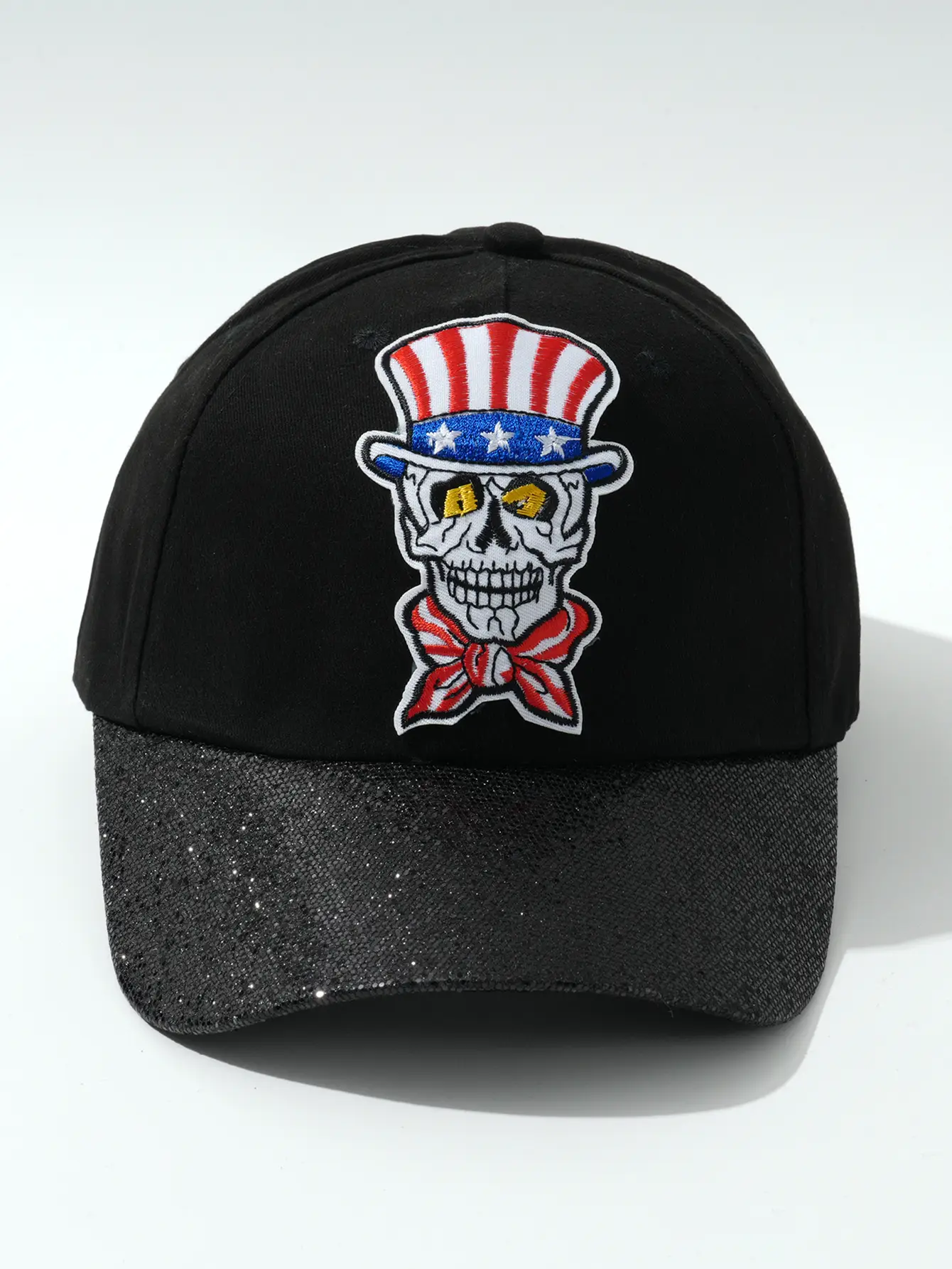 Black Embroidered Skull Baseball Cap Halloween Play — feature 10