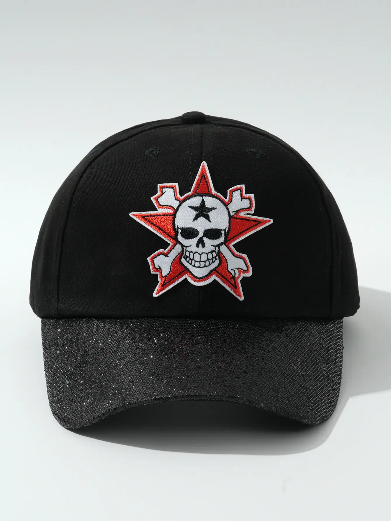 Black Embroidered Skull Baseball Cap Halloween Play — feature 14