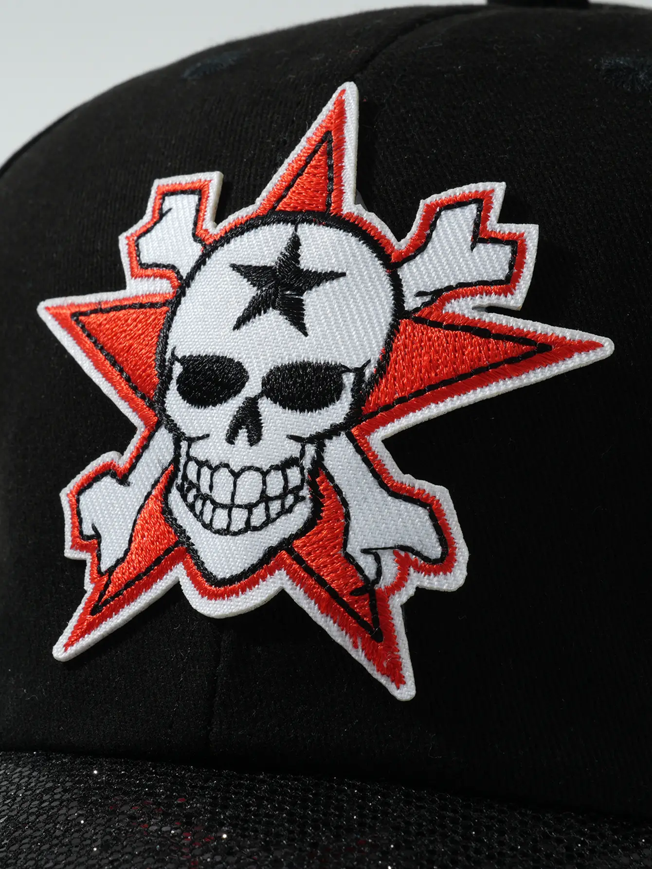 Black Embroidered Skull Baseball Cap Halloween Play — feature 16