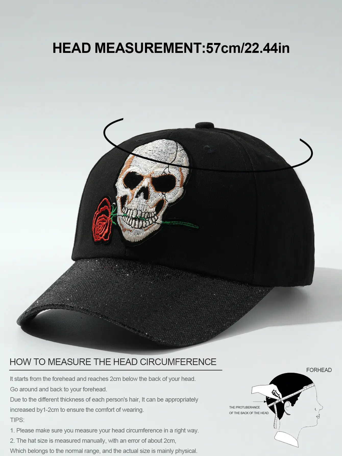 Black Embroidered Skull Baseball Cap Halloween Play — feature 18