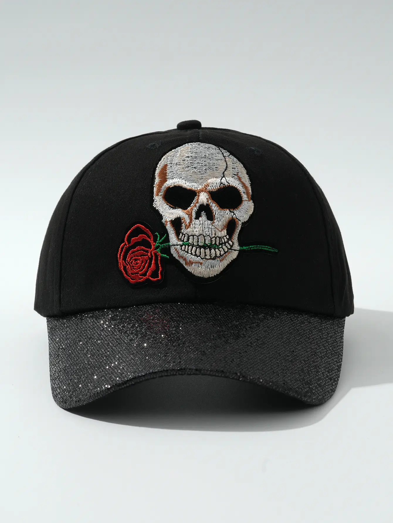 Black Embroidered Skull Baseball Cap Halloween Play — feature 19