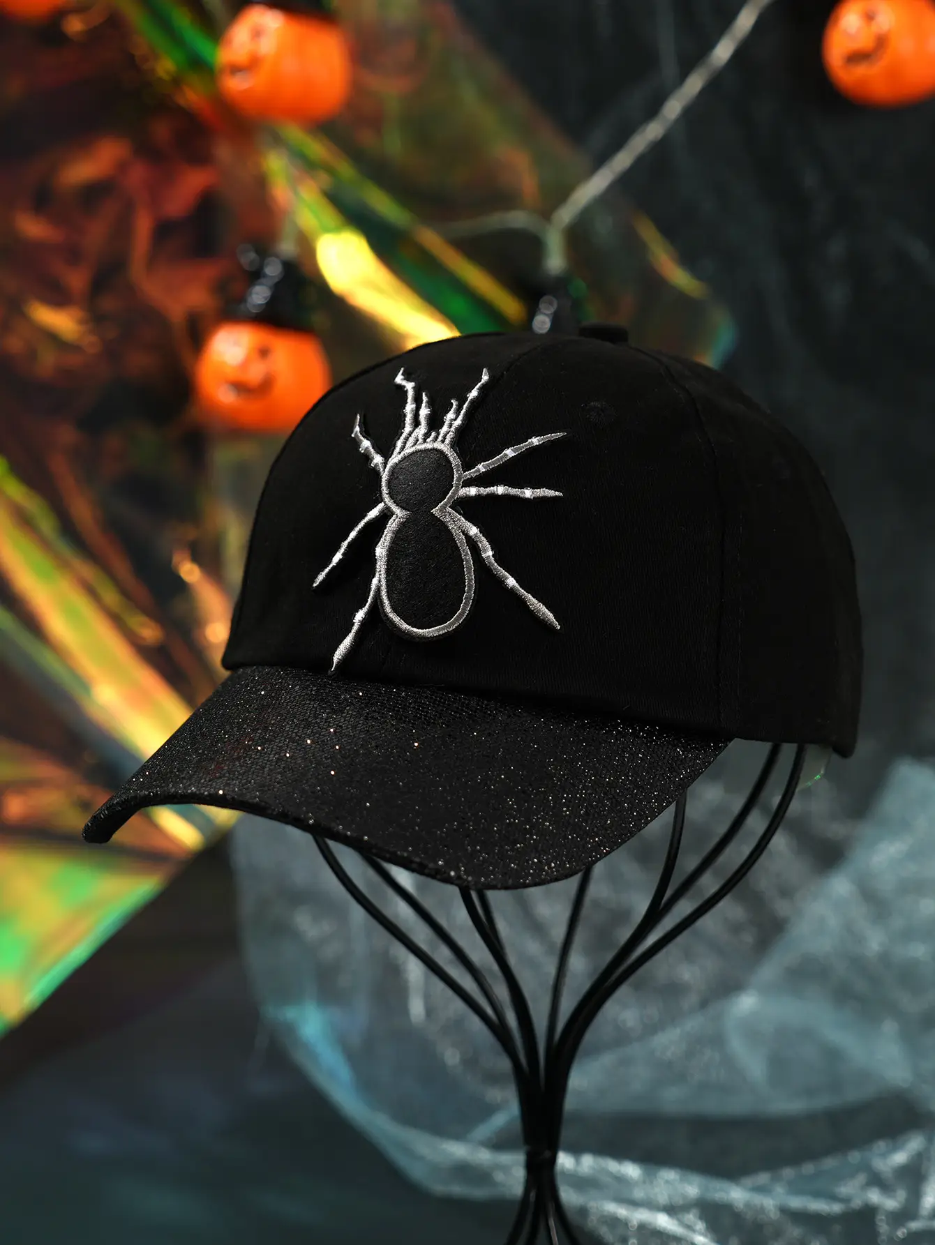 Black Embroidered Skull Baseball Cap Halloween Play — feature 22
