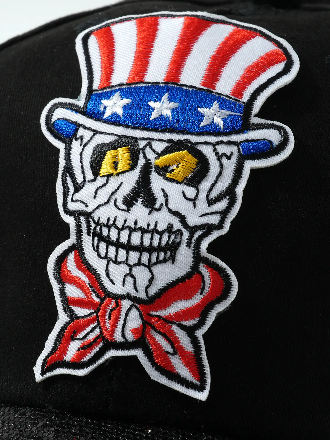 Black Embroidered Skull Baseball Cap Halloween Play — feature 8