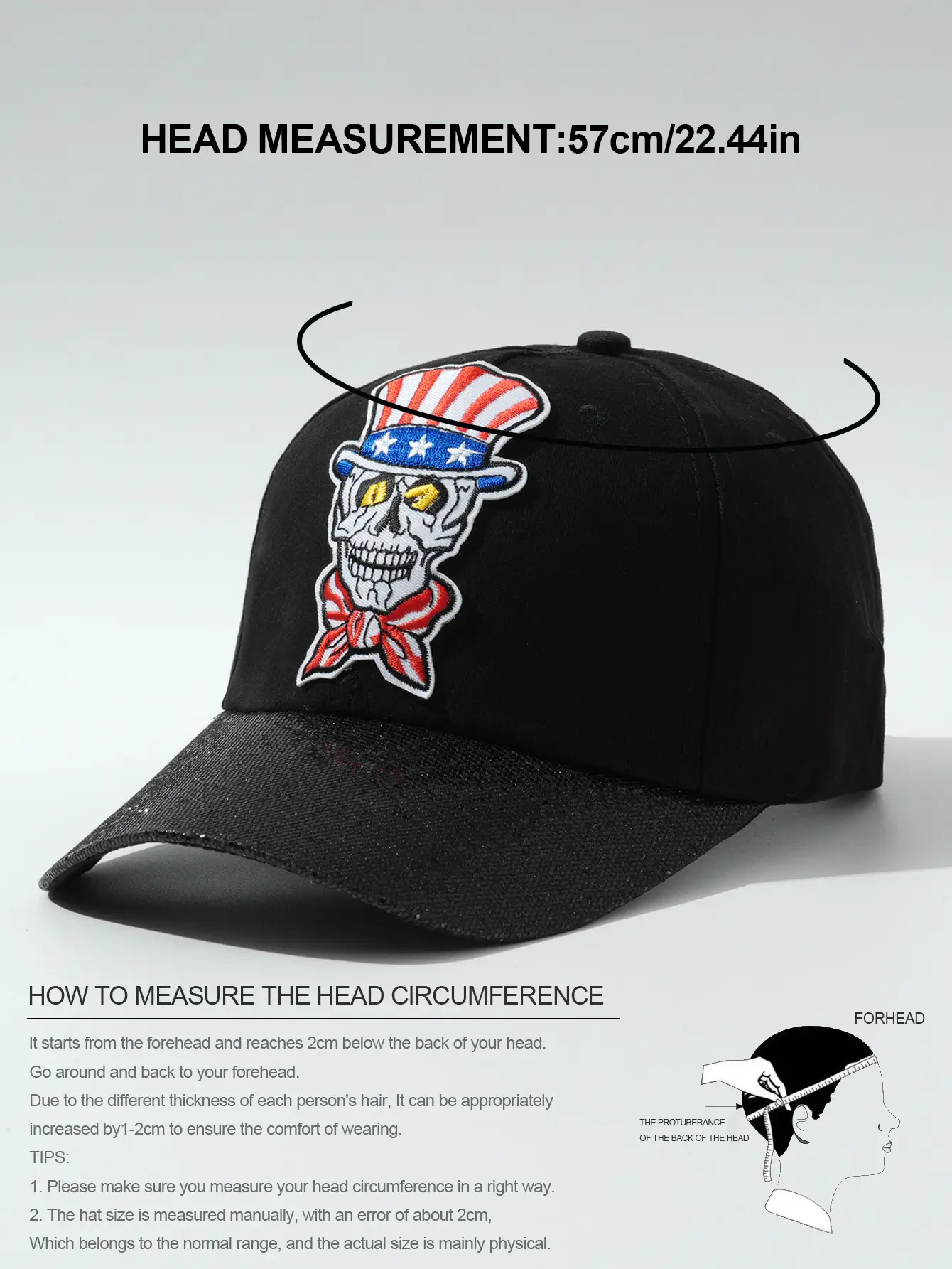Black Embroidered Skull Baseball Cap Halloween Play — feature 9