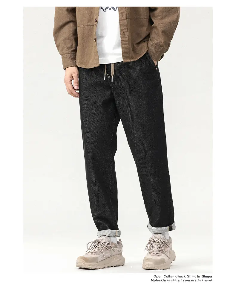 Men Dark Blue Wash Cotton Jeans Loose Fit — feature 10