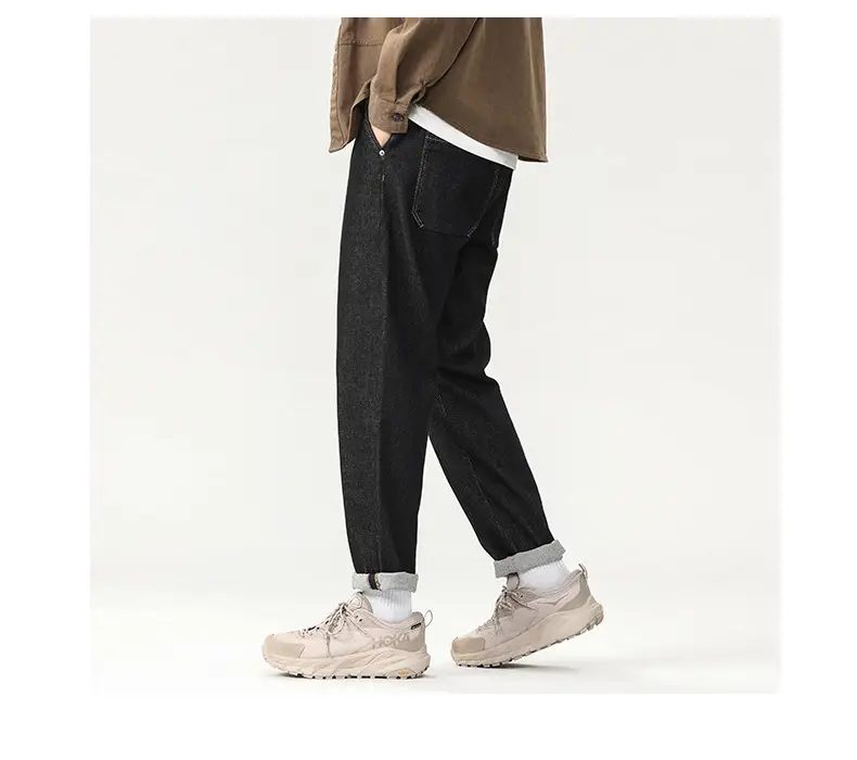Men Dark Blue Wash Cotton Jeans Loose Fit — feature 14