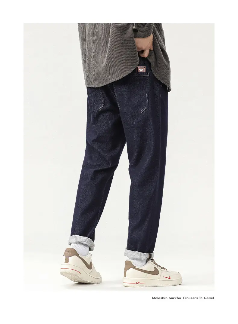 Men Dark Blue Wash Cotton Jeans Loose Fit — feature 9