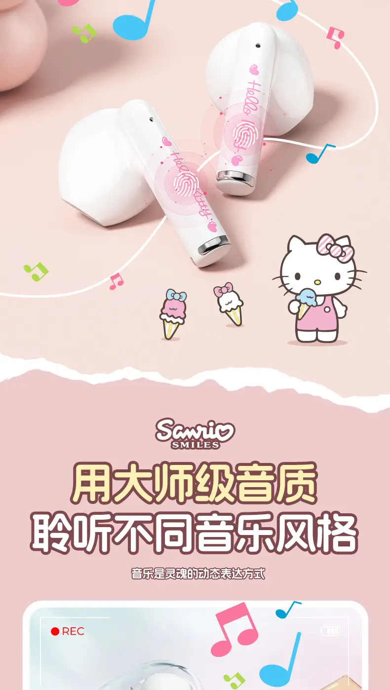 Sanrio Wireless Bluetooth Headset Transparent Cartoon Girl High Color — feature 12