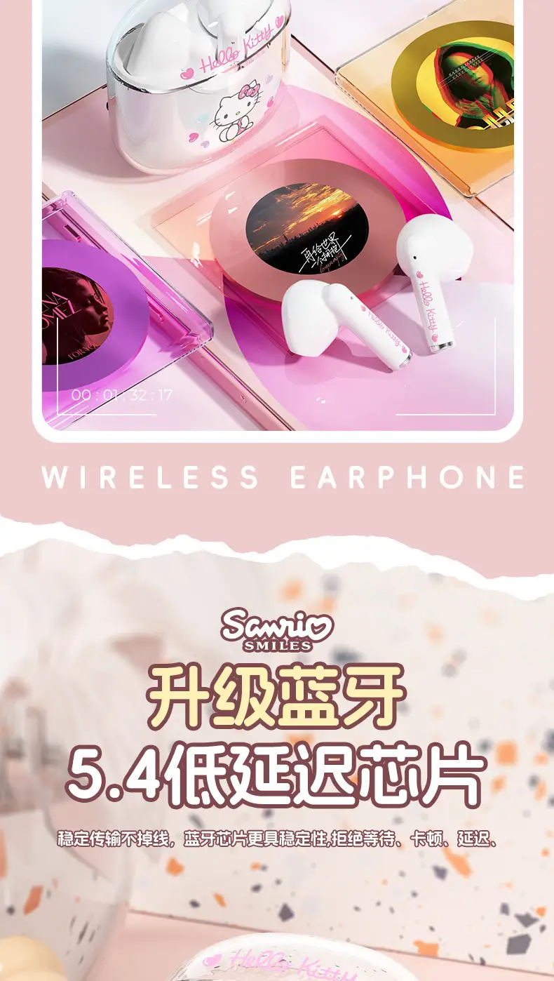 Sanrio Wireless Bluetooth Headset Transparent Cartoon Girl High Color — feature 13