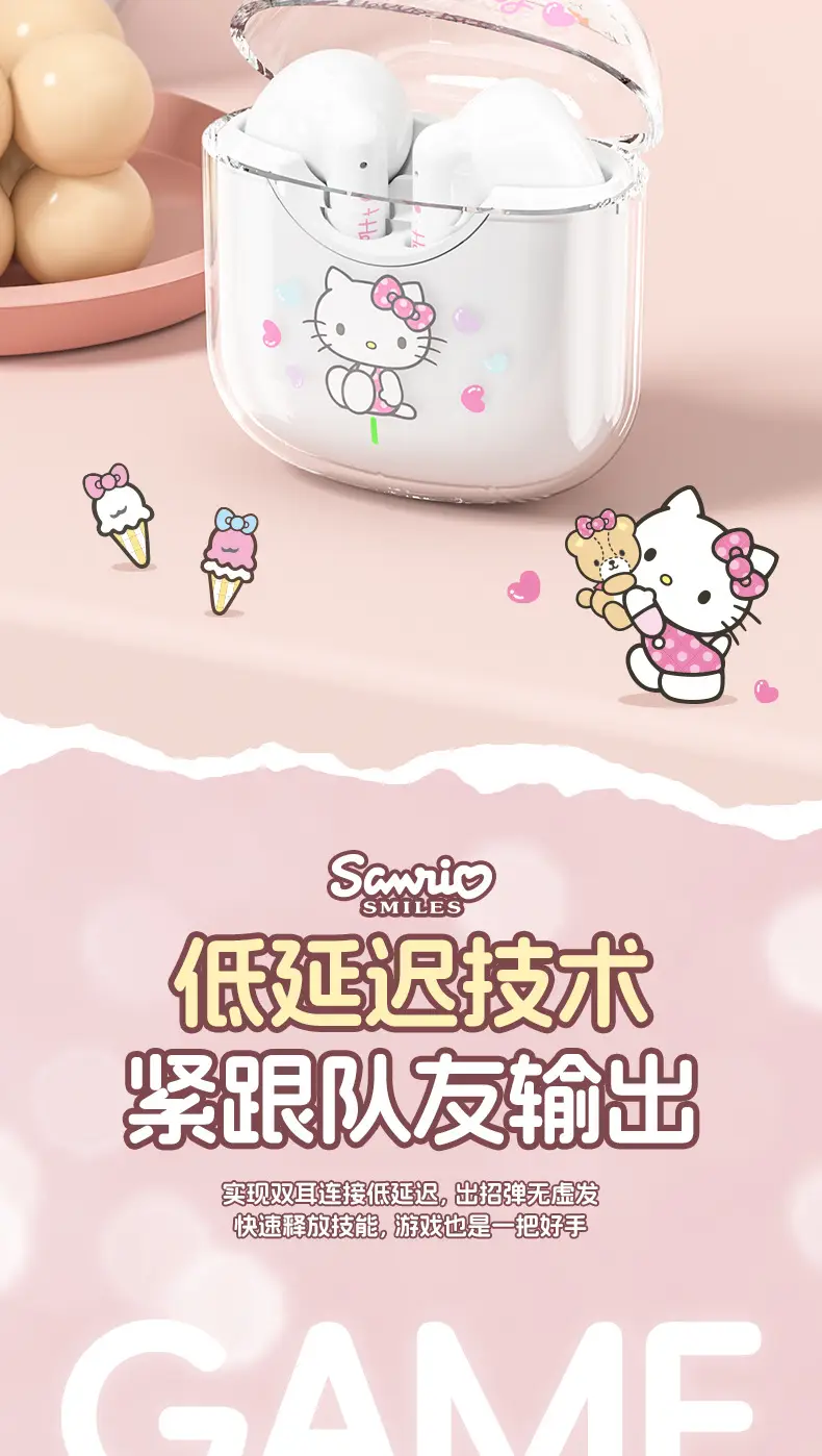 Sanrio Wireless Bluetooth Headset Transparent Cartoon Girl High Color — feature 14