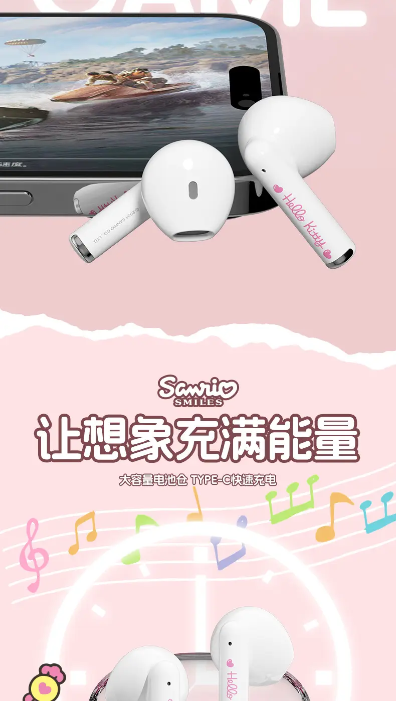 Sanrio Wireless Bluetooth Headset Transparent Cartoon Girl High Color — feature 15