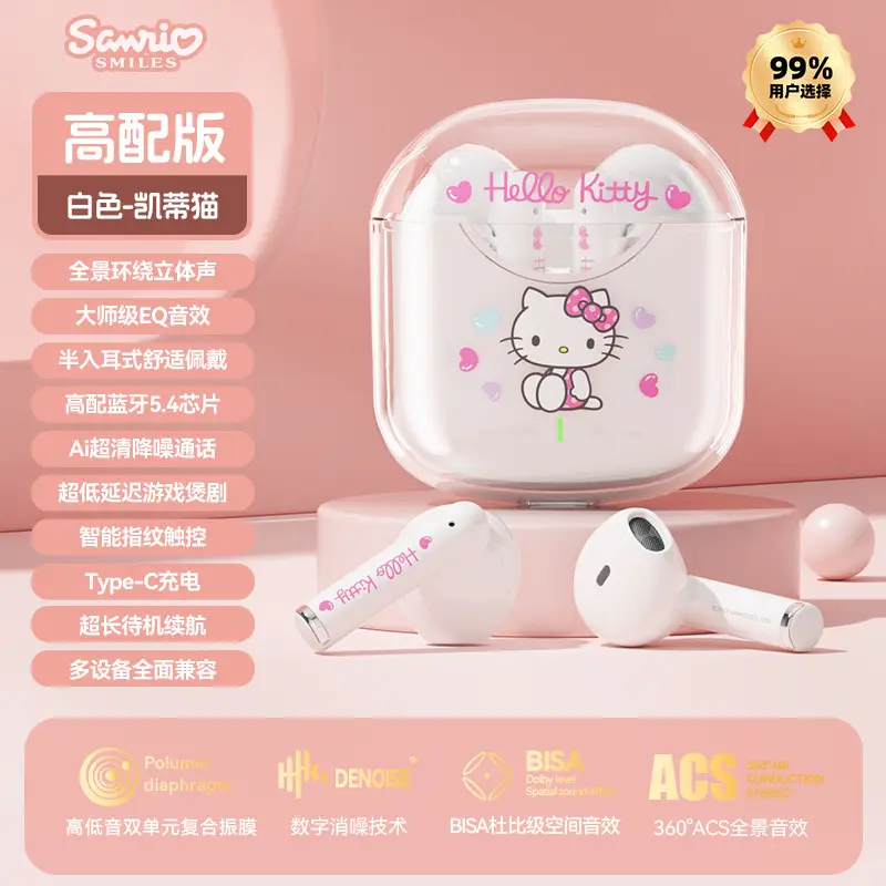 Sanrio Wireless Bluetooth Headset Transparent Cartoon Girl High Color