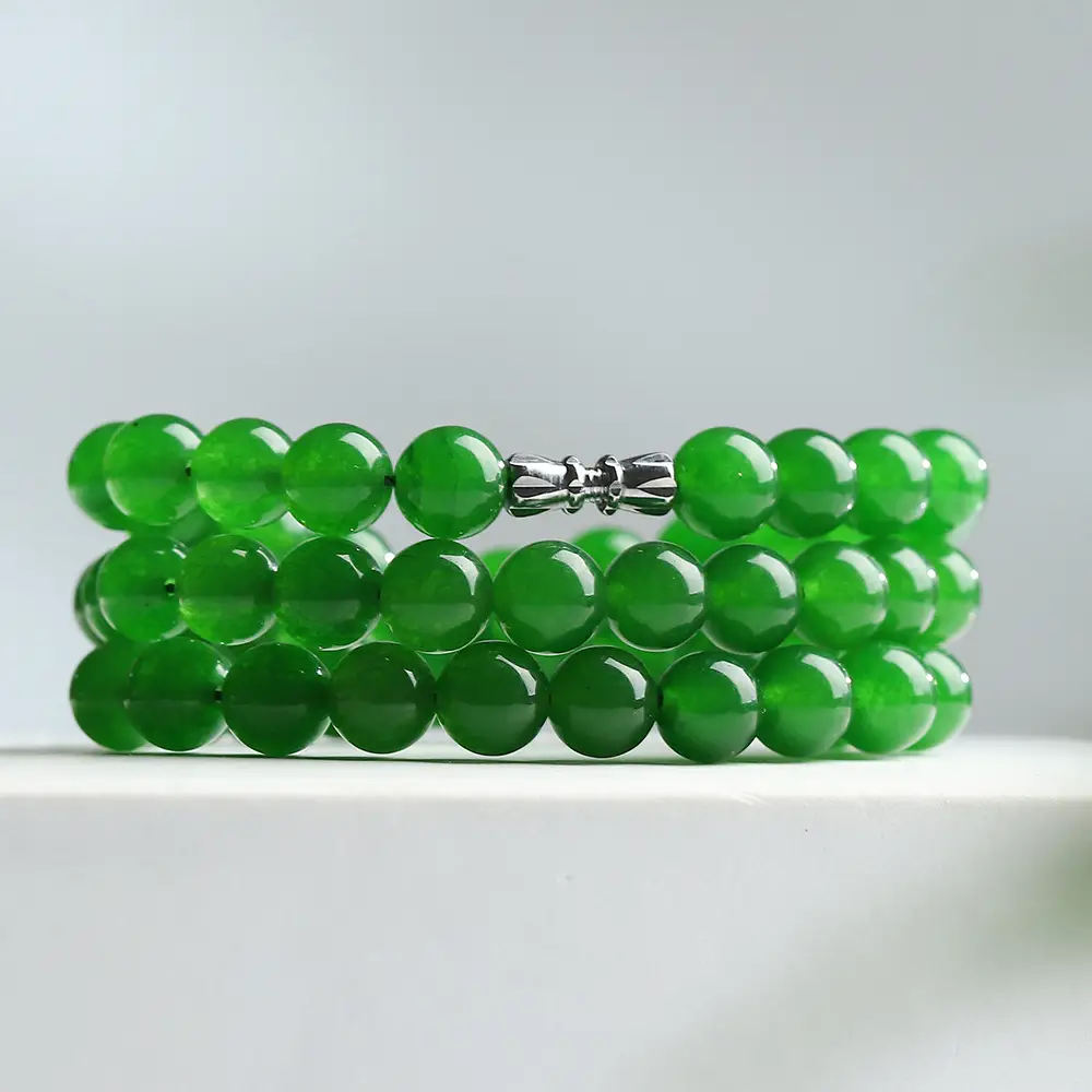 Women's Green Jade Beads Necklace Set - Image 4