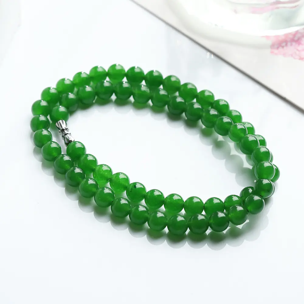 Women's Green Jade Beads Necklace Set — feature 1
