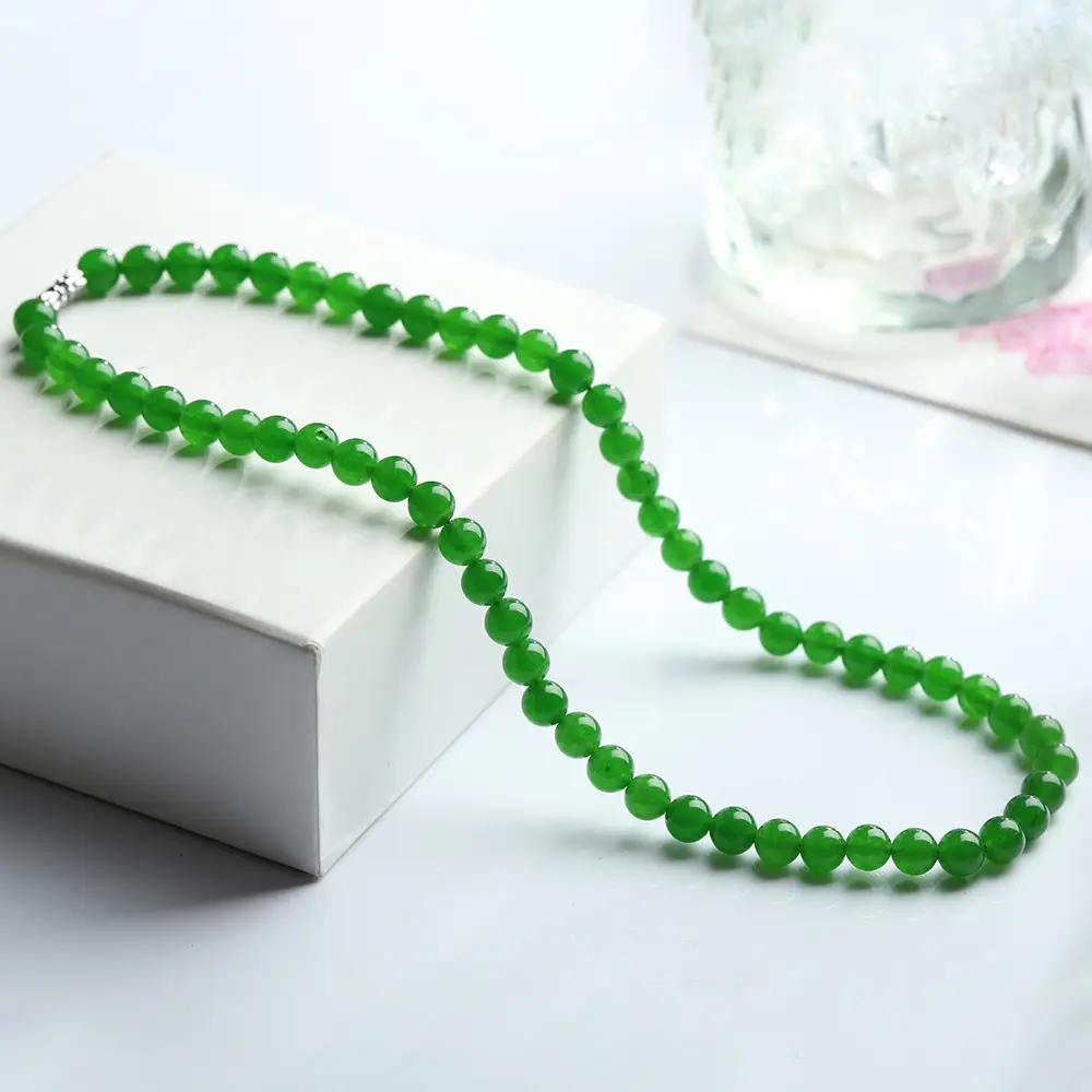 Women's Green Jade Beads Necklace Set — feature 2