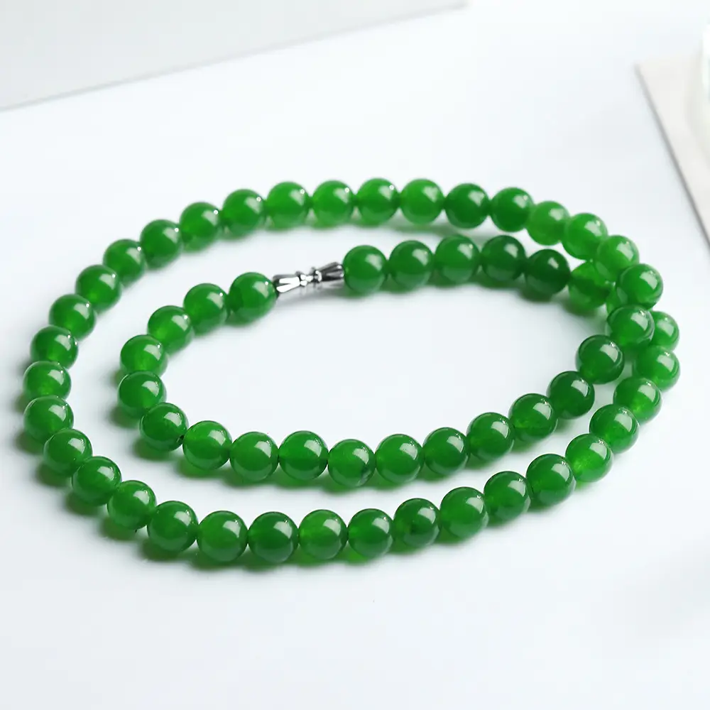 Women's Green Jade Beads Necklace Set — feature 3