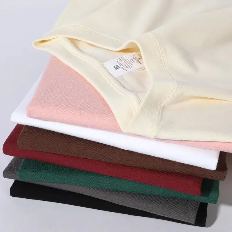 Men Pure Cotton Round Neck T-Shirt 200g Solid Color - Image 12