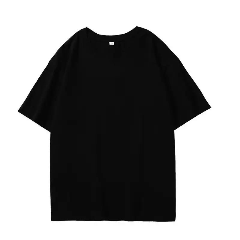 Men Pure Cotton Round Neck T-Shirt 200g Solid Color - Image 2