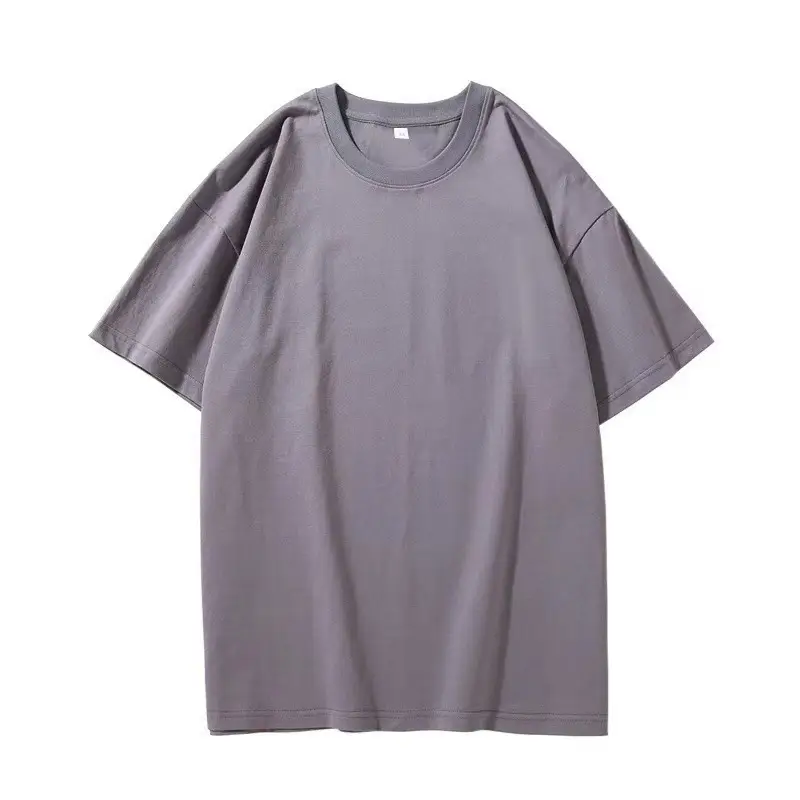 Men Pure Cotton Round Neck T-Shirt 200g Solid Color - Image 3