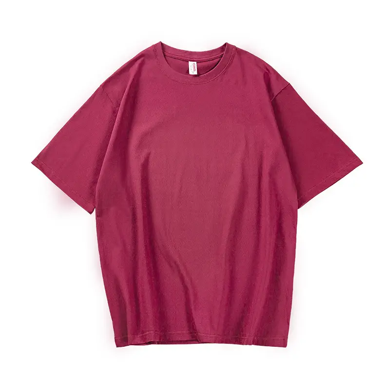 Men Pure Cotton Round Neck T-Shirt 200g Solid Color - Image 4
