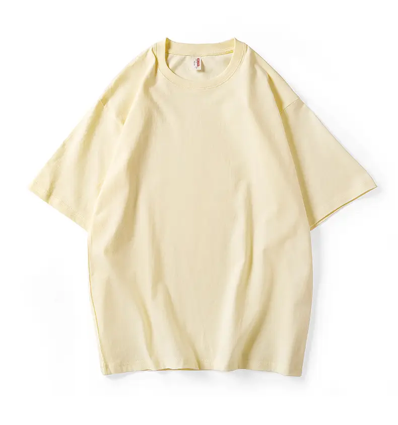 Men Pure Cotton Round Neck T-Shirt 200g Solid Color - Image 5