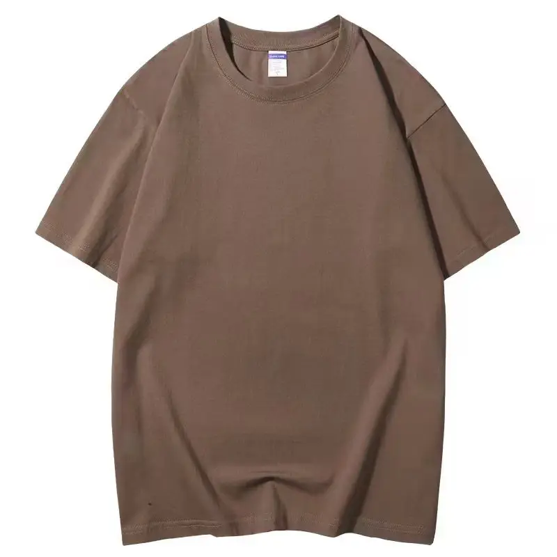 Men Pure Cotton Round Neck T-Shirt 200g Solid Color - Image 6