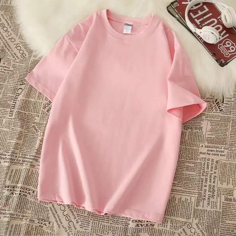 Men Pure Cotton Round Neck T-Shirt 200g Solid Color - Image 7