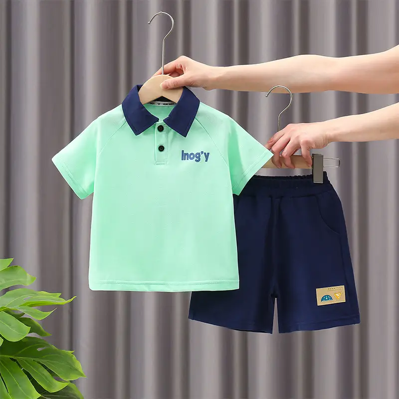 Boys 2-Piece Short Sleeve Polo Suit Navy White 2025 - Image 2