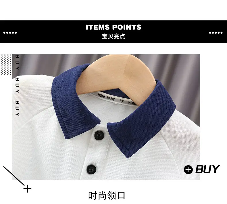 Boys 2-Piece Short Sleeve Polo Suit Navy White 2025 — feature 10