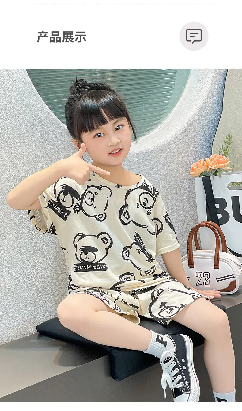 Girls Cotton Printed Shorts Set Summer Lightweight — feature 12