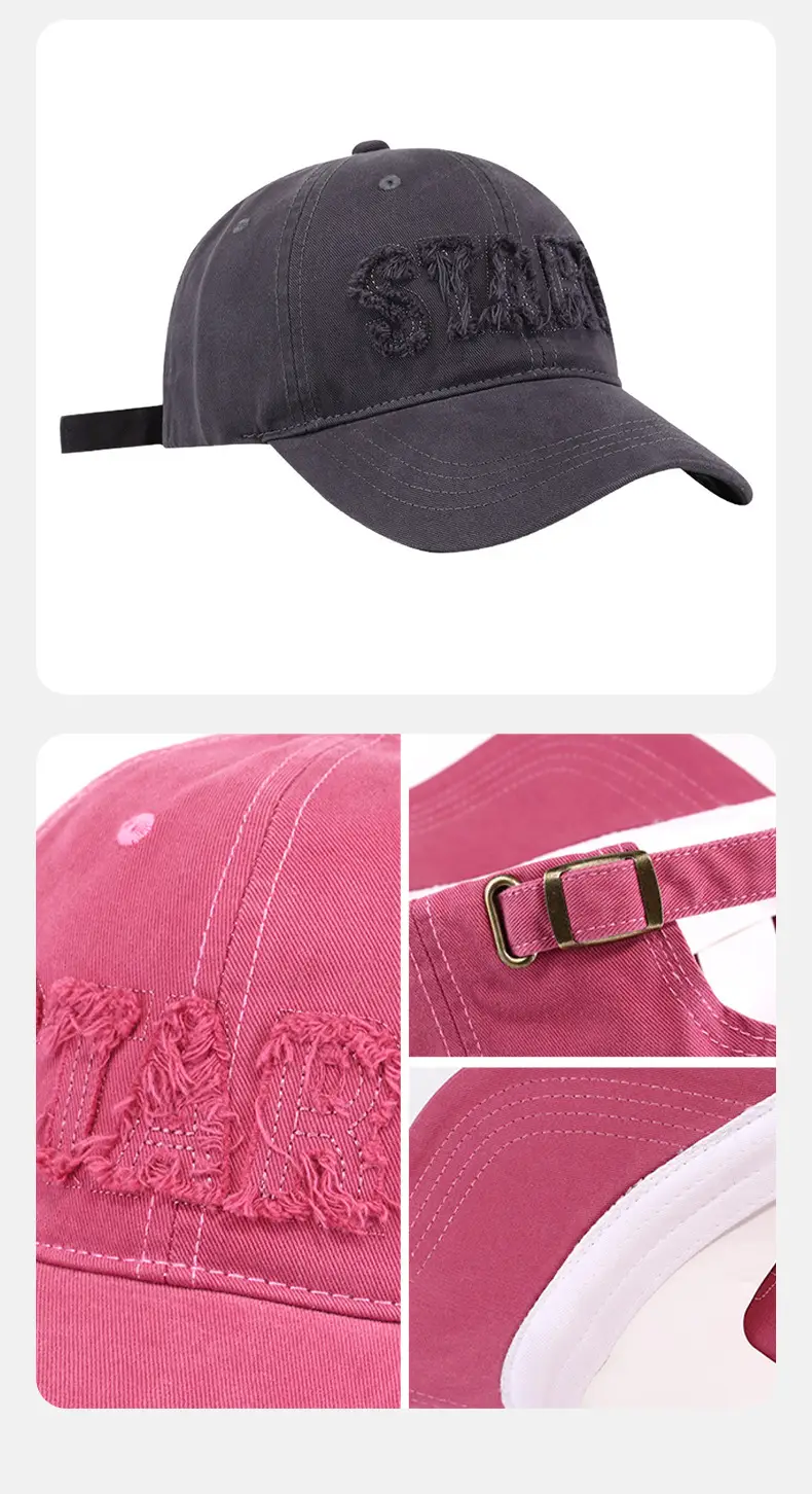 Women's Grey Embroidered Baseball Cap Wide Brim — feature 6