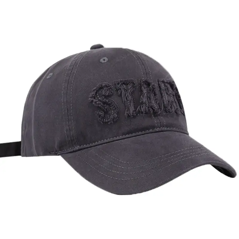 Women's Grey Embroidered Baseball Cap Wide Brim - Image 2