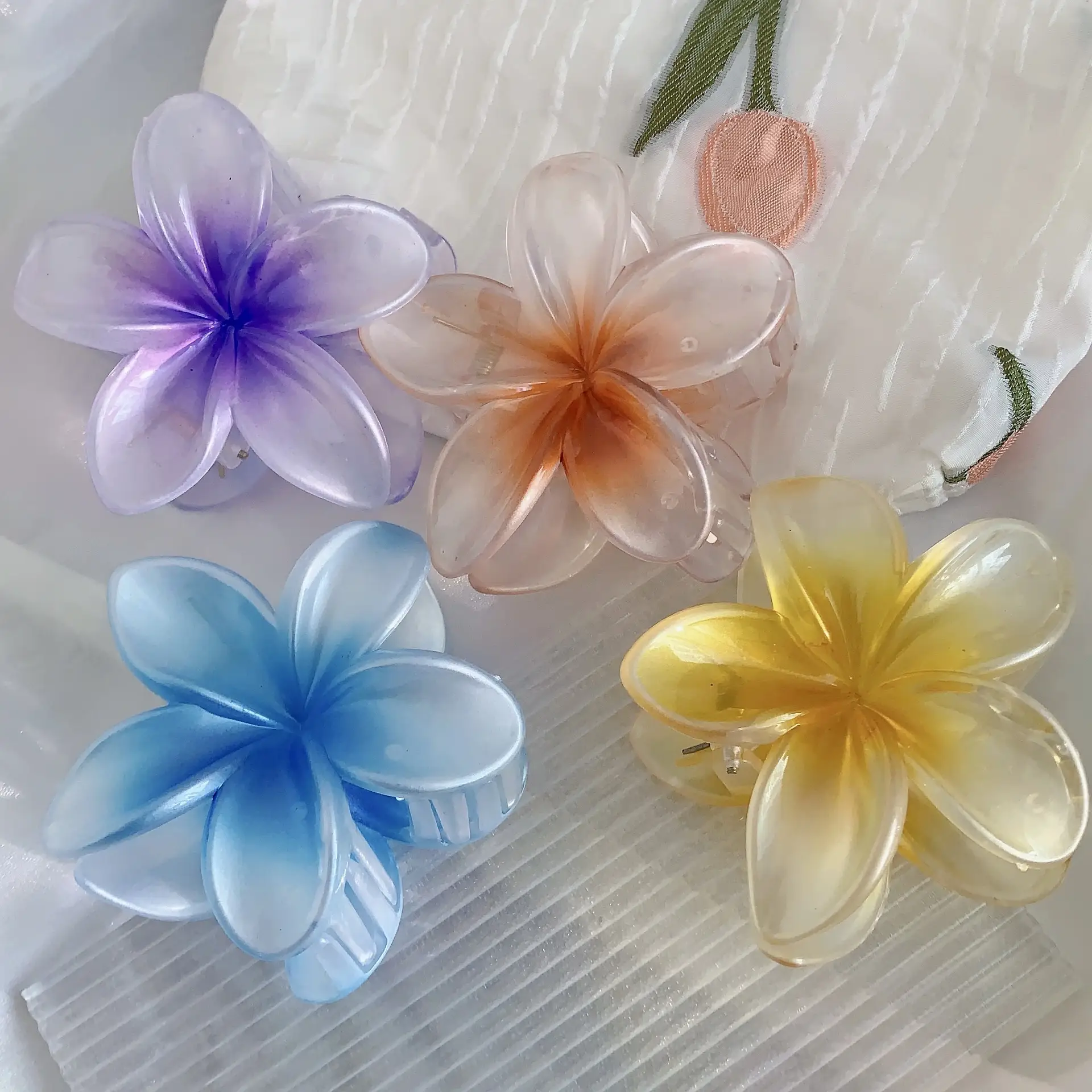 Mermaid Color Frangipani Hair Clips for Women - Image 8