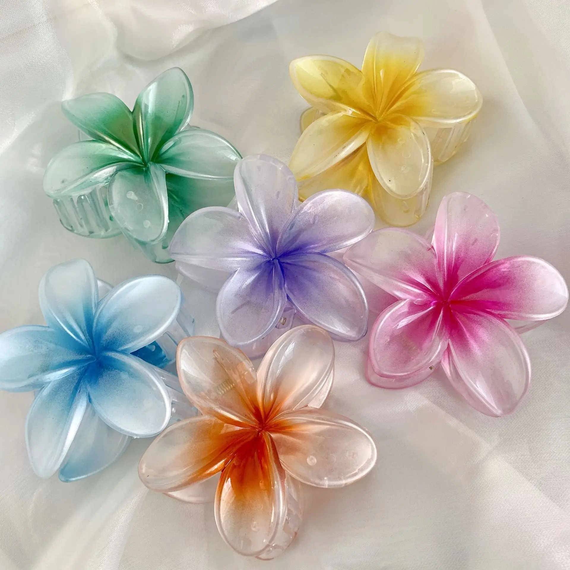 Mermaid Color Frangipani Hair Clips for Women - Image 9