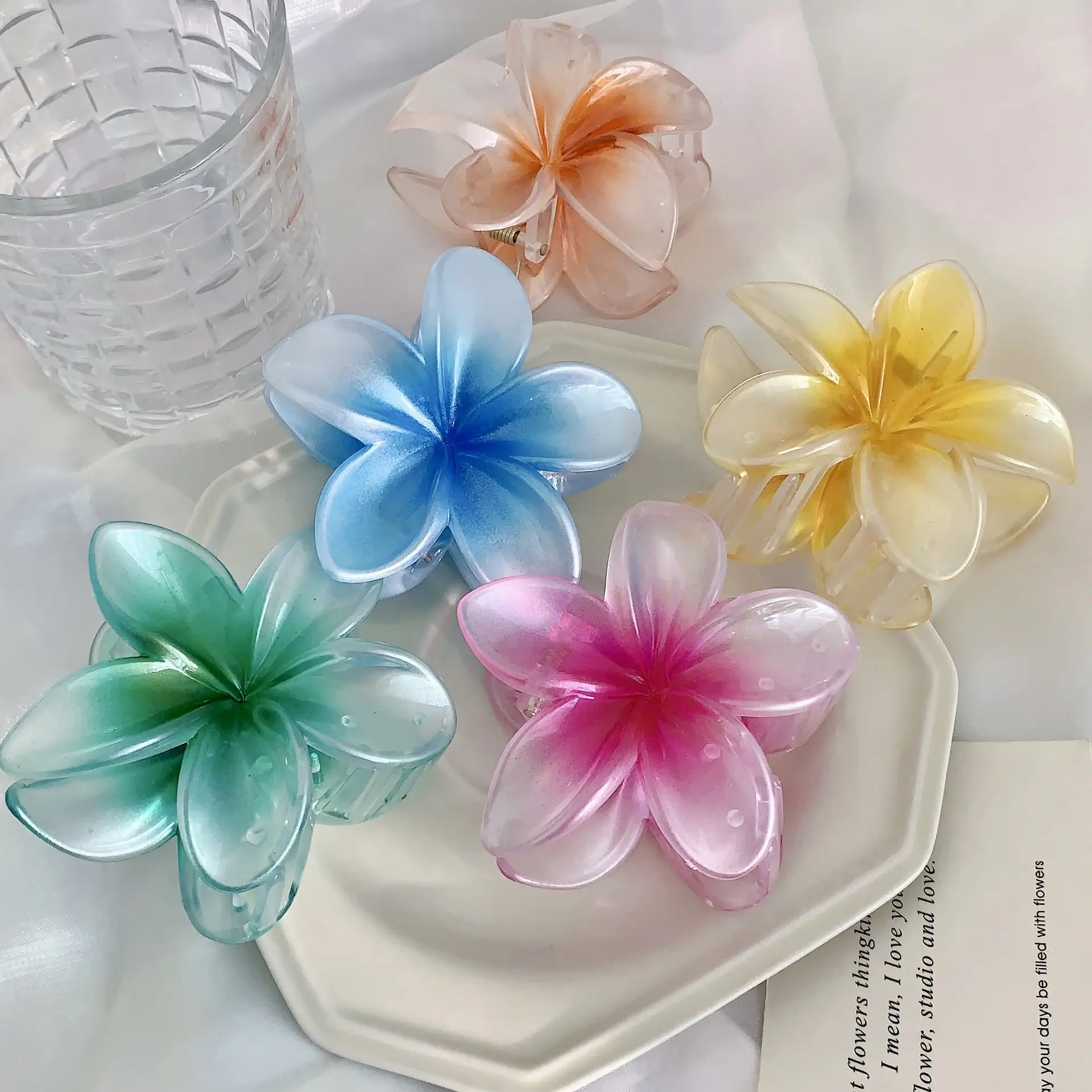 Mermaid Color Frangipani Hair Clips for Women - Image 10