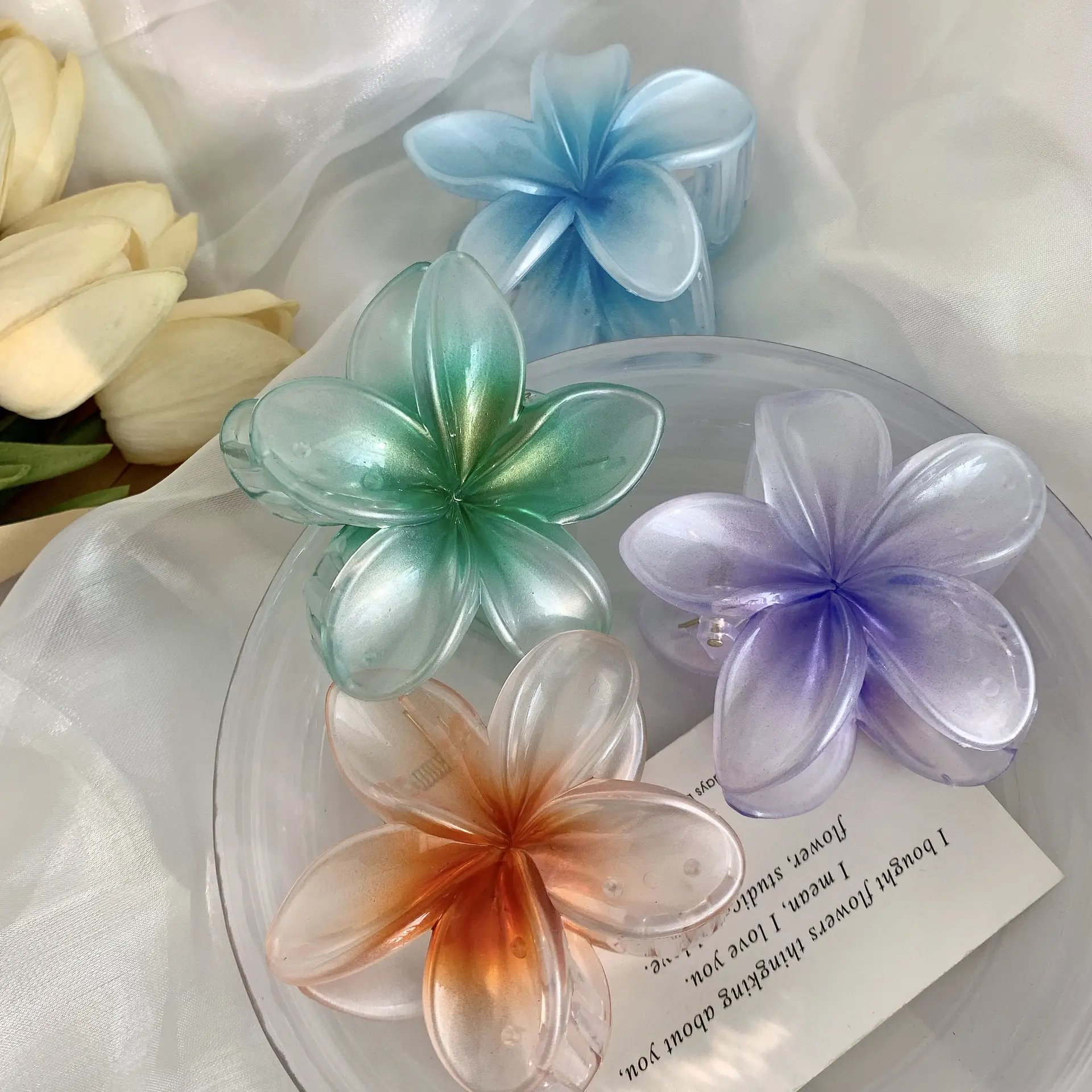 Mermaid Color Frangipani Hair Clips for Women — feature 12