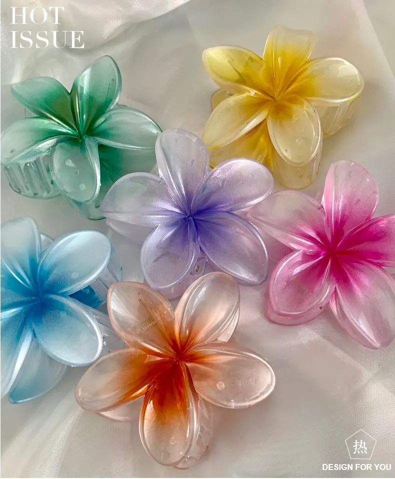 Mermaid Color Frangipani Hair Clips for Women — feature 3
