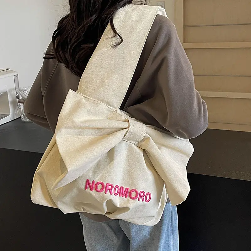Women's Large Capacity Beige Tote Bag Summer Commute Shoulder Bag - Image 6
