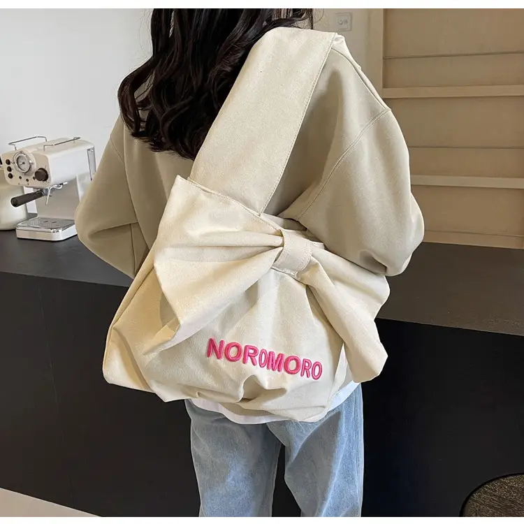 Women's Large Capacity Beige Tote Bag Summer Commute Shoulder Bag — feature 18