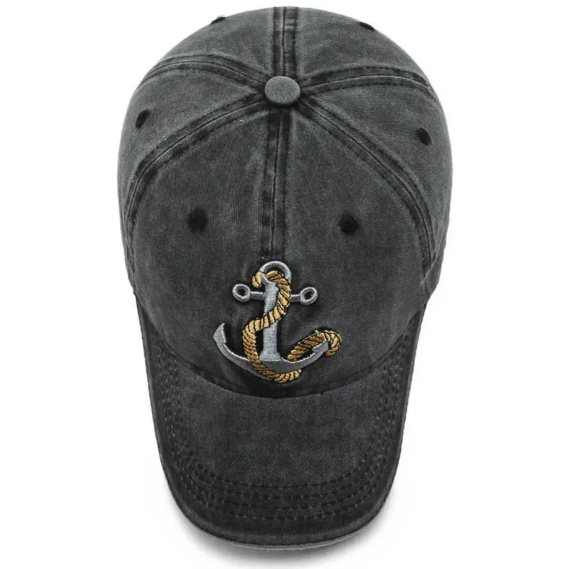 Men Denim Embroidered Peaked Cap Sun Hat - Image 9