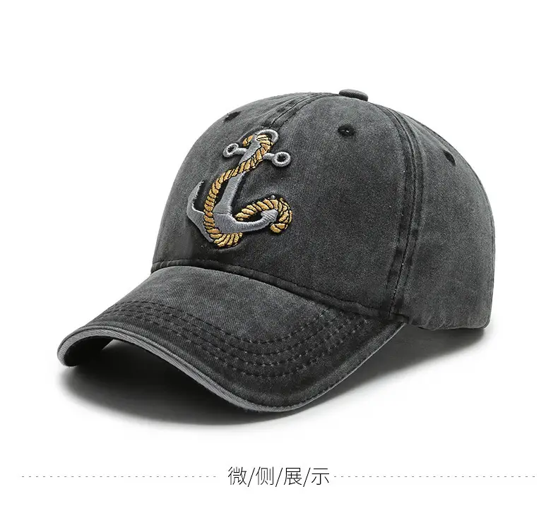 Men Denim Embroidered Peaked Cap Sun Hat — feature 6