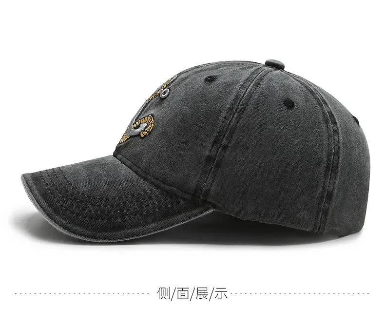 Men Denim Embroidered Peaked Cap Sun Hat — feature 7