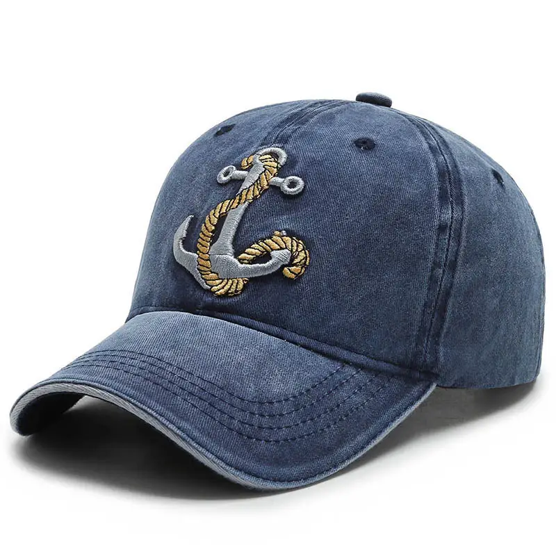 Men Denim Embroidered Peaked Cap Sun Hat - Image 2