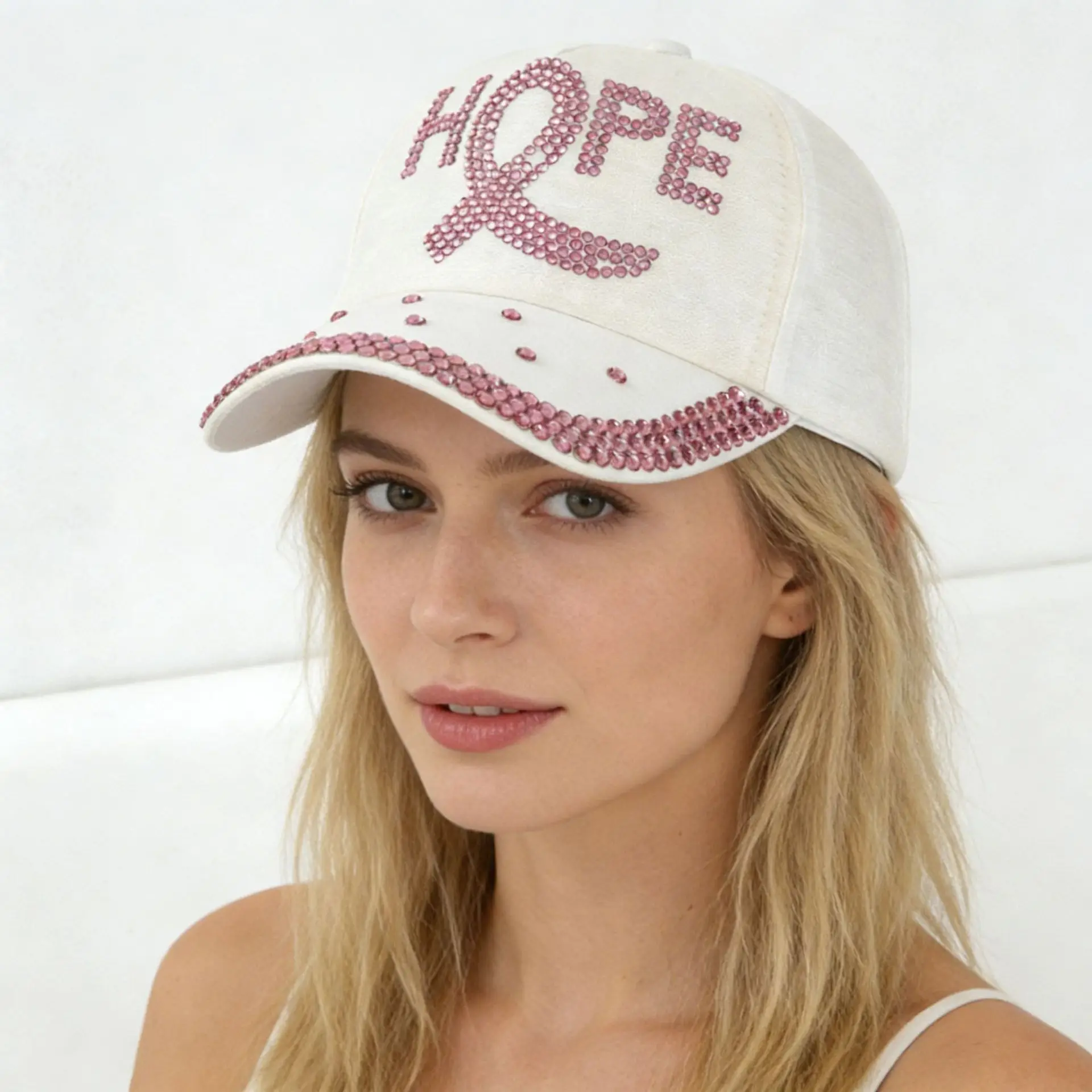 Cross-Border Hope Pink Rhinestone Cap for Women - Image 4